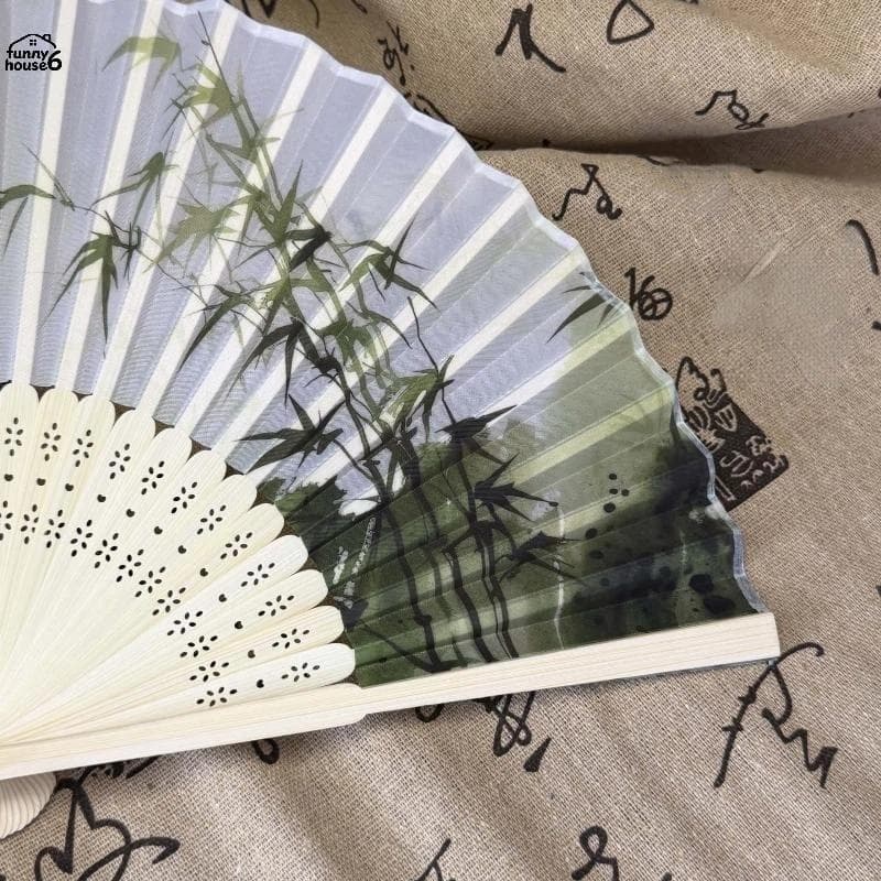 Ventilador Dobrável Vintage Tradicional Chinês Divertido , Material De Bambu Com sel Delicado Para Cheongsam Show Decora