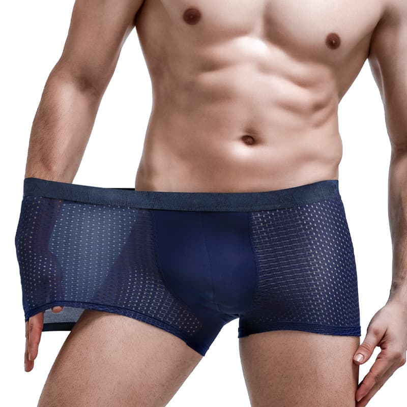 Cuecas Boxer Masculinas de Seda Gelada Respirável para Esportes de Verão, Confortáveis e de Secagem Rápida para Uso Domé