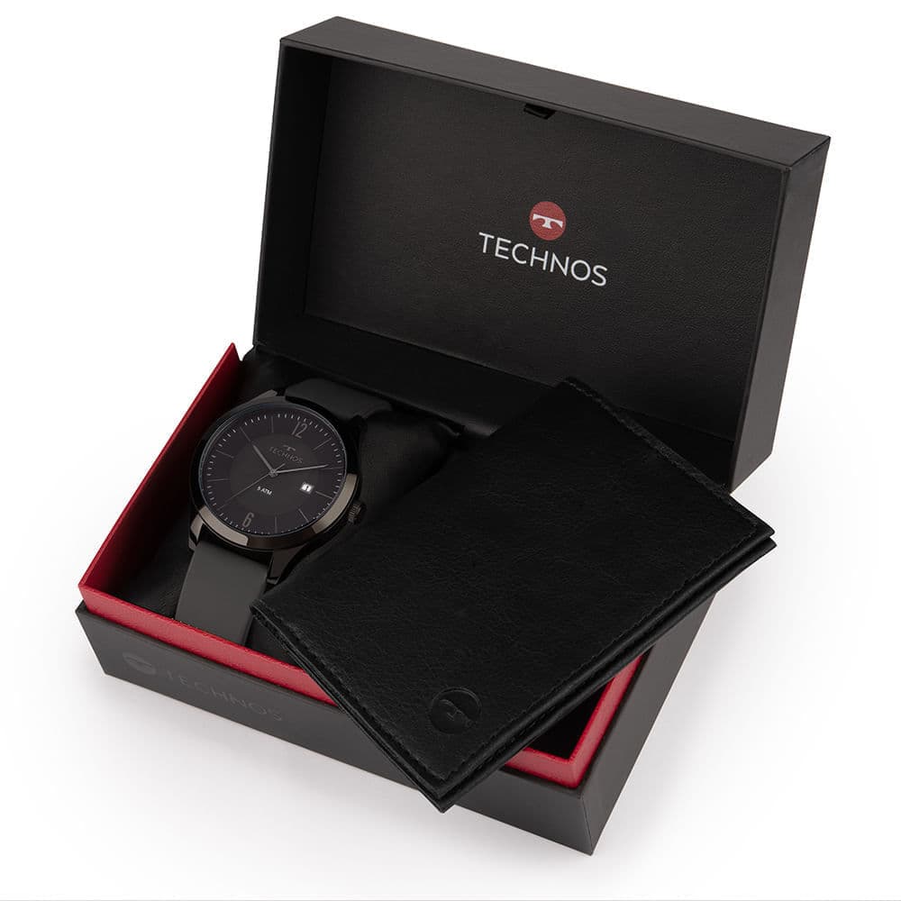 Kit Technos Masculino Steel Preto - 2115MOU/K2P