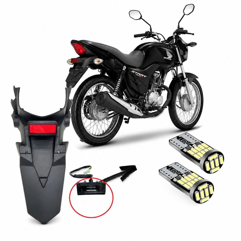 Par Lâmpada Led Placa Moto Honda Start Led T10 Super Branco