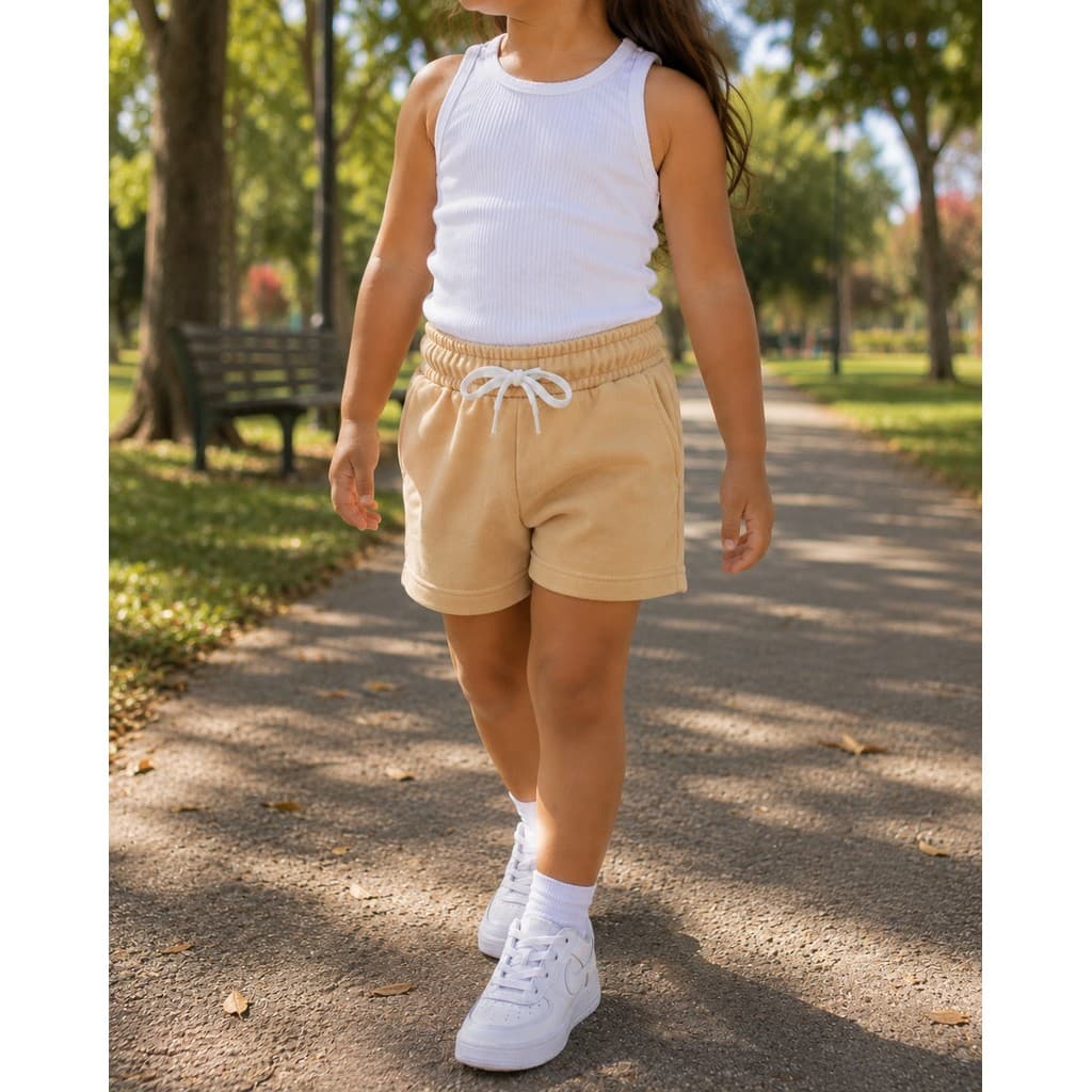 Short Feminino Infantil Moletinho Casual Com Bolso Elástico Confortável Tam 2 ao 14 para brincar