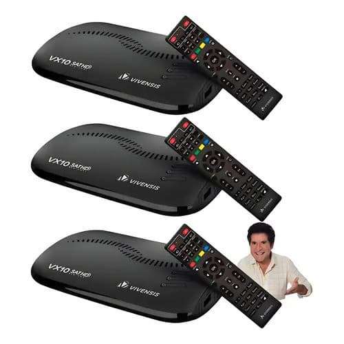 Kit 3 Receptor Digital Vivensis Vx10 Tv Hd Sathd  Preto