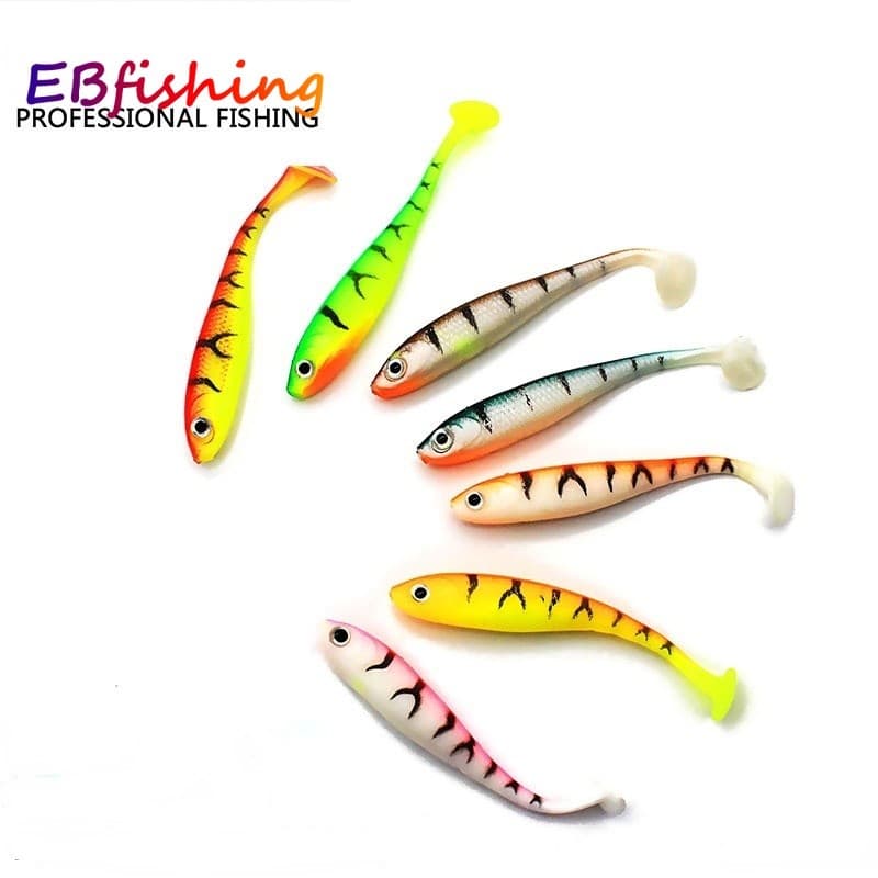 5pcs 7cm 2.1g 3d Olhos T Cauda Iscas De Pesca Macias Crankbaits Ganchos Enfrentar