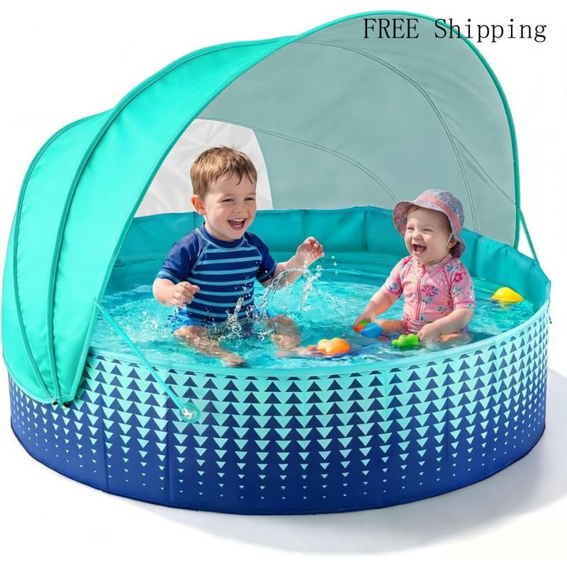 Piscina Infantil Jasonwell com Toldo - Piscina Dobrável para Bebês e Crianças com Sombra, Essenciais para Praia, Tenda d