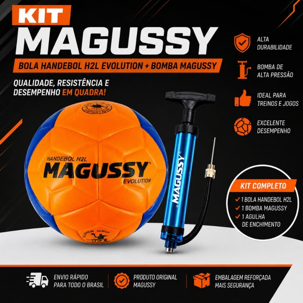 KIT BOLA DE HANDEBOL MAGUSSY H2L EVOLUTION 2026 + BOMBA MAGUSSY