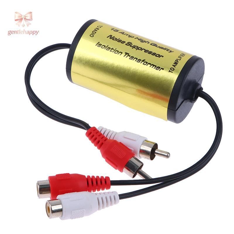 gentlehappyy RCA Filtro De Ruído De Áudio Supressor Lsolator De Loop De Terra Para Carro E Casa Estéreo 2-Macho , 2rca F
