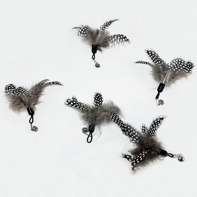 Cabeça de reposição de pena com pérolas, cabeça de reposição de pena colorida com bolinhas, varinha de provocar gatos, d