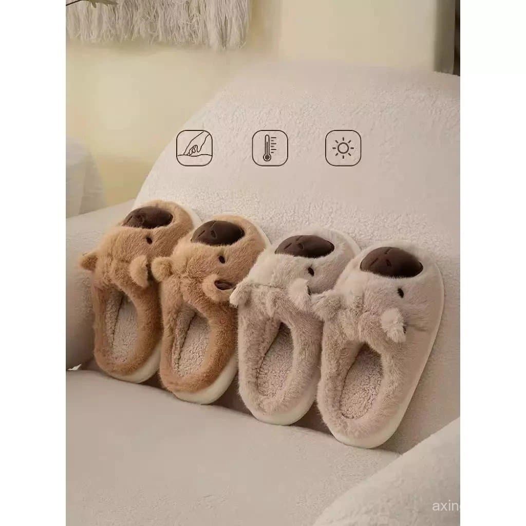 Pantufa Infantil Confortável Quentinha Capivara Coelho Dinossauro Dragão Botinha Capivara Cano Médio Antiderrapante