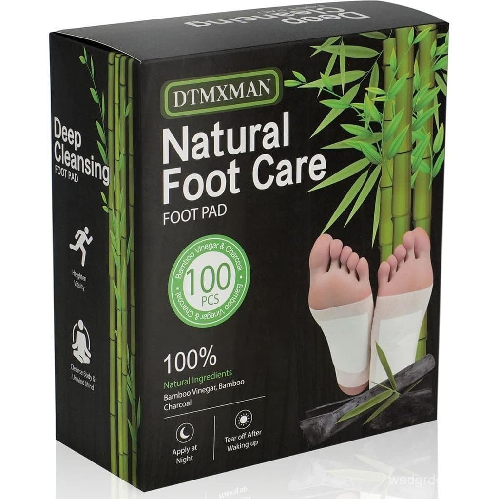 100 adesivos de bambu para os pés, promove relaxamento, adequado para uso diário, contém 100 adesivos e 100 almofadas pa