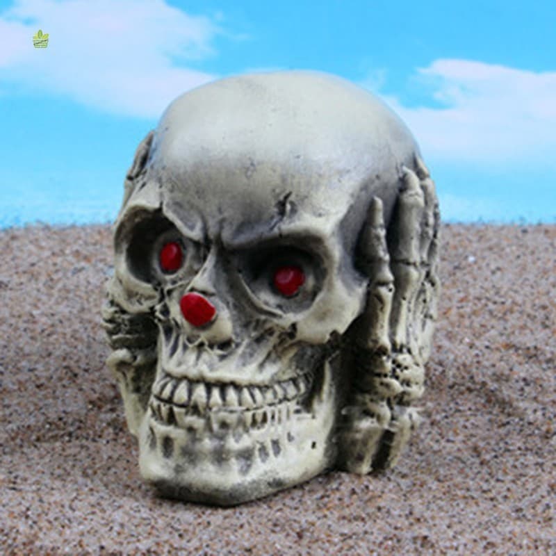 Estatueta Pequena De Resina De Caveira De Halloween-Decoração De Ornamento De Tanque De Peixes De Aquário