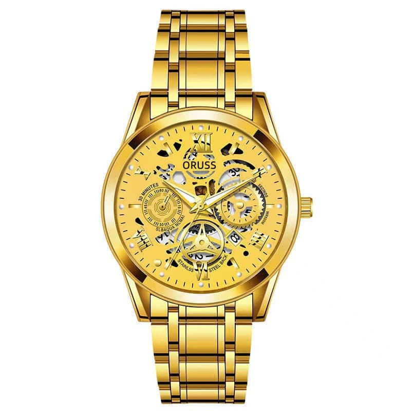 Relógio masculino oficial, relógio masculino à prova d'água, relógio luminoso, com design vazado e incrustações