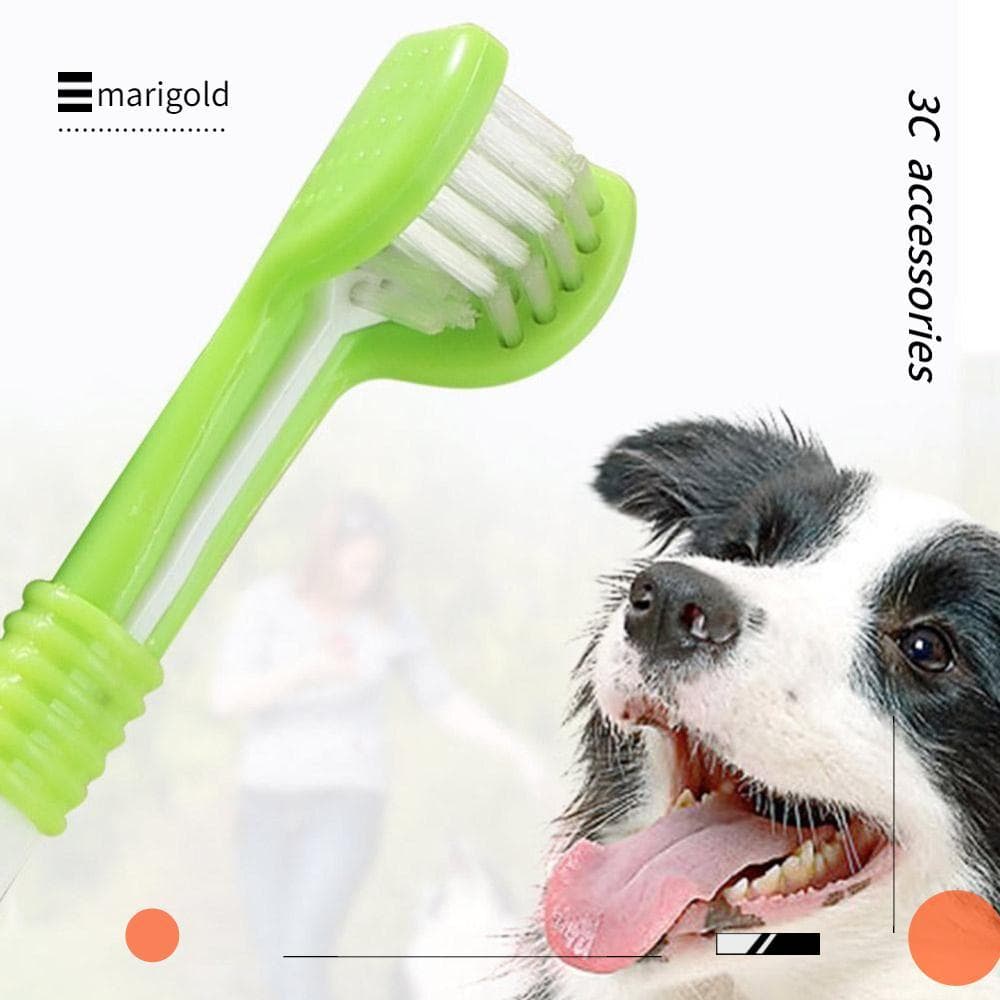 Escova De Dentes De Três Cabeças Para Animais De Estimação MARIGOLD , Cerdas Macias Cães Pequenos Plástico Limpeza De ,