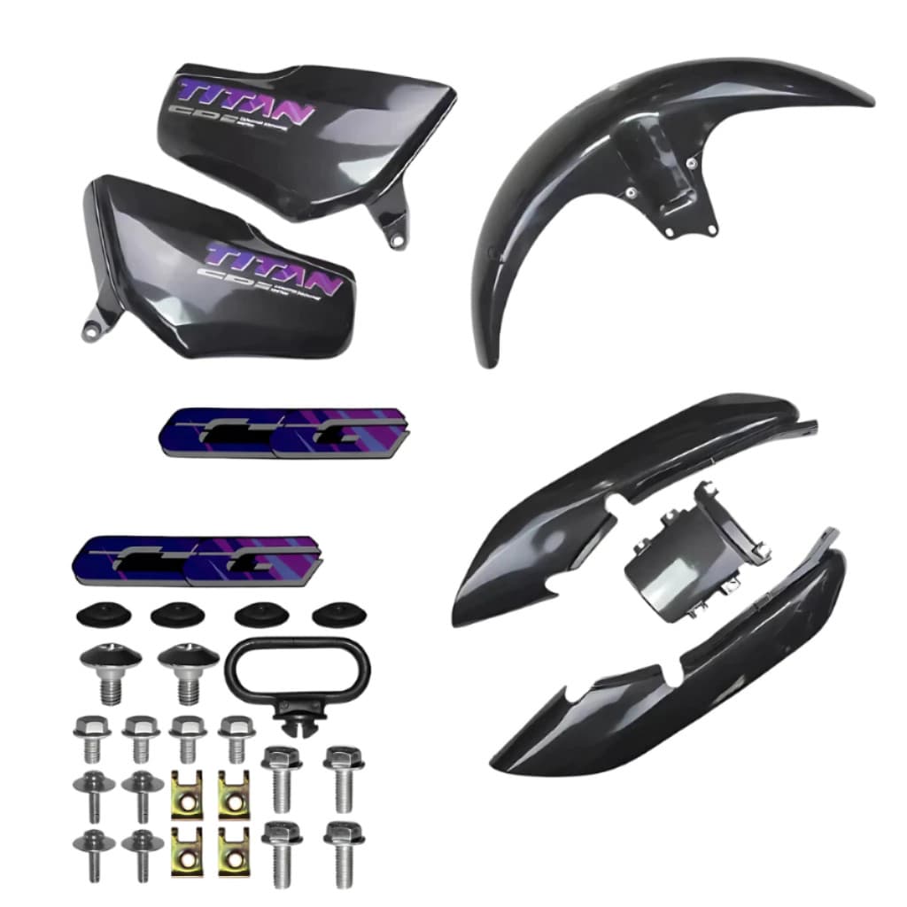 Kit Carenagem Completo Cg Titan 125 Cinza Grafite 1995 1996 1997 + Parafusos e Adesivos