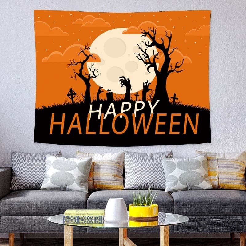 Nova festa de Halloween decoração de parede fundo pano atmosfera decoração tapeçaria fundo tapeçaria ins