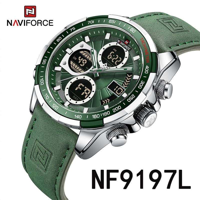 NAVIFORCE Relógio Militar Masculino Multifuncional Cronógrafo Esportes 3ATM À Prova D'água Com Alarme Exibição De Dia E