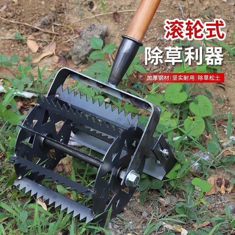 Novo estilo roda Weeder mão-Push tipo agrícola capina solo solto serra rolo enxada engrossado alargado capina enxada