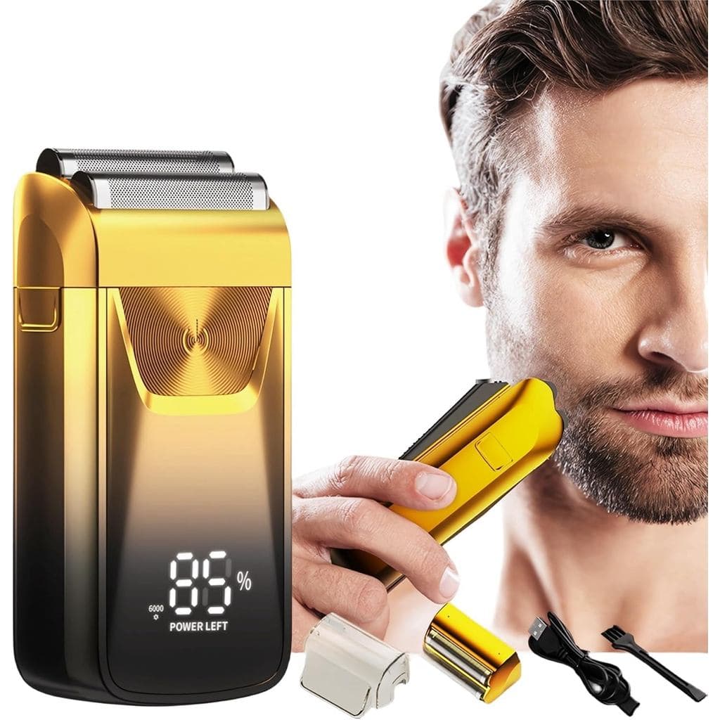 Barbeador Elétrico para Homens, Barbeador e Aparador 2 em 1 para Uso Seco e Molhado, Barbeador Profissional Recarregável