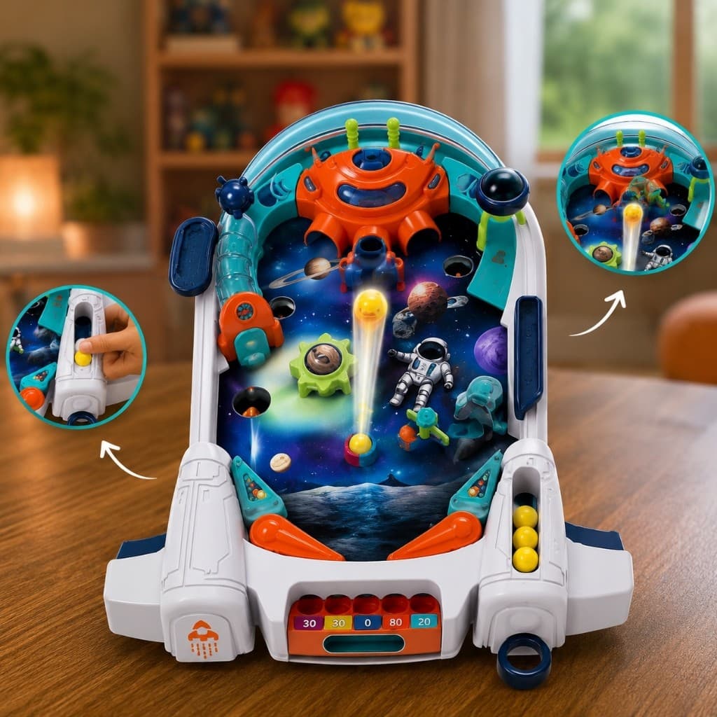 Jogo Pinball Infantil Tema Espacial Bolinhas Interativo Diversao Coordinacao Motora