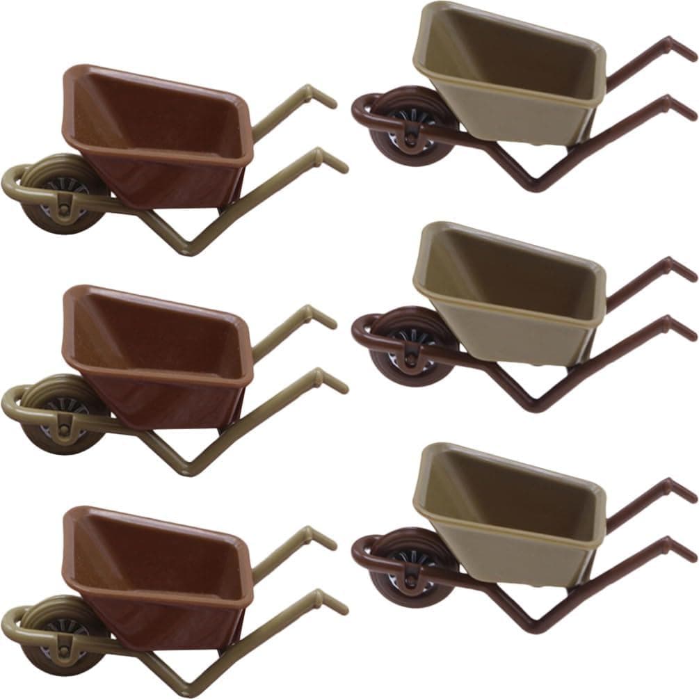 6pcs Miniature Wheelbarrow Model Mini Plastic Cart Realistic Dollhouse Wheelbarrow for Landscape Garden and Crafts Reali