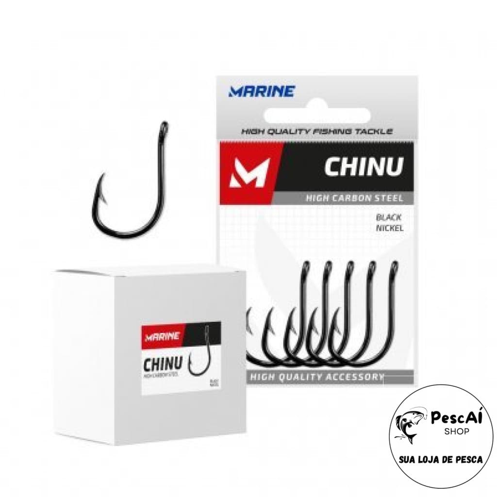 Anzol - Chinu - Marine Sports - Tradicional - Black Nickel - Cartela e Caixa - Vários Tamanhos