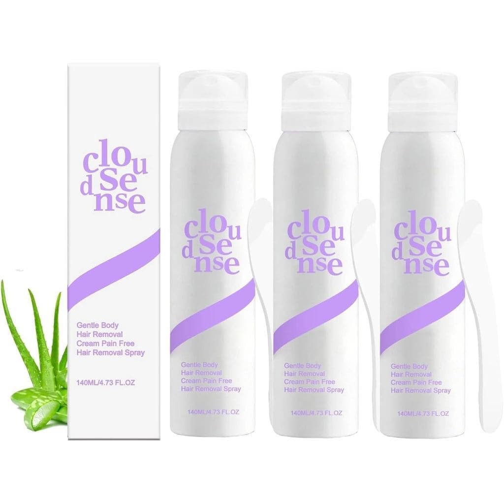 A mousse depilatória CloudSense é um produto suave para remoção de pelos que contém aloe vera, que possui propriedades h