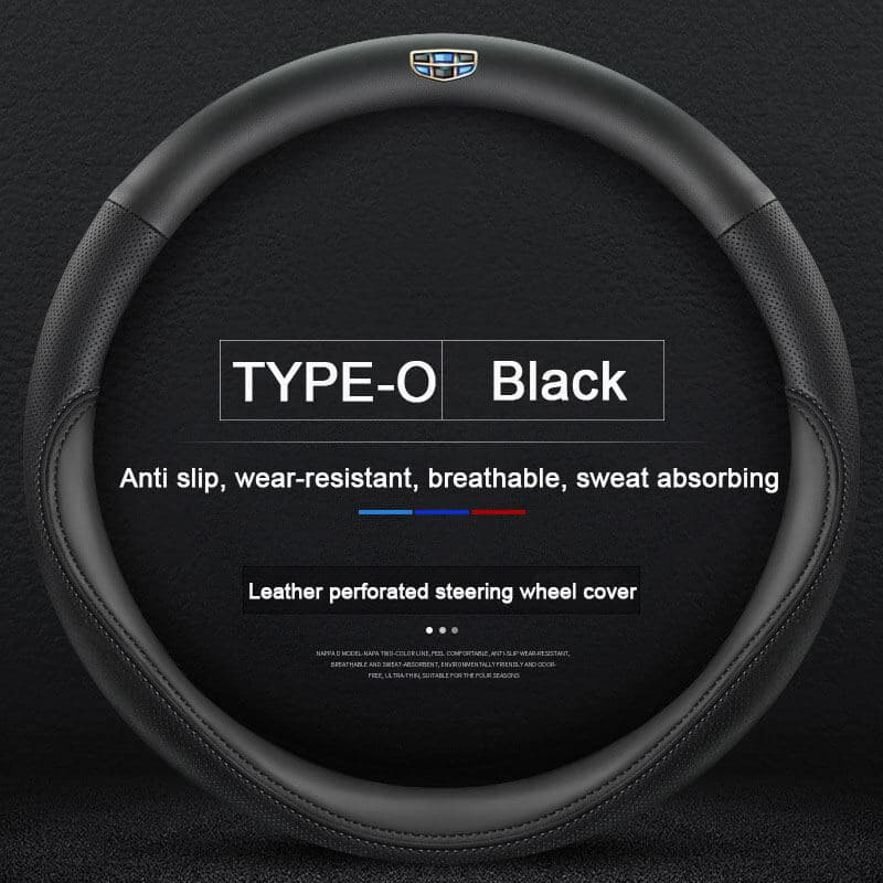 Capa para Volante de Carro em Couro Microfibra, Protetor de Volante Respirável e Antiderrapante, 38Cm/15inch para Geely