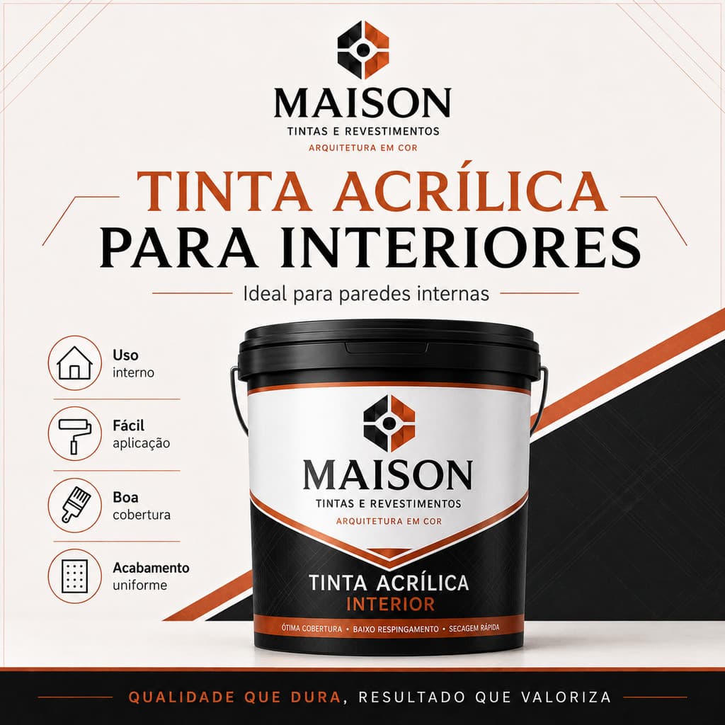 Tinta Acrílica Maison Decor 5KG Para Interiores - Econômica Sem Cheiro Alto Rendimento Antimofo