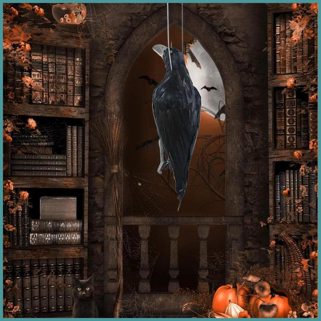 Corvos Pretos Decoração De Halloween Gótico Adereços Simulação Pássaros Estatueta Assustador Falso Corvo Chamariz Para h
