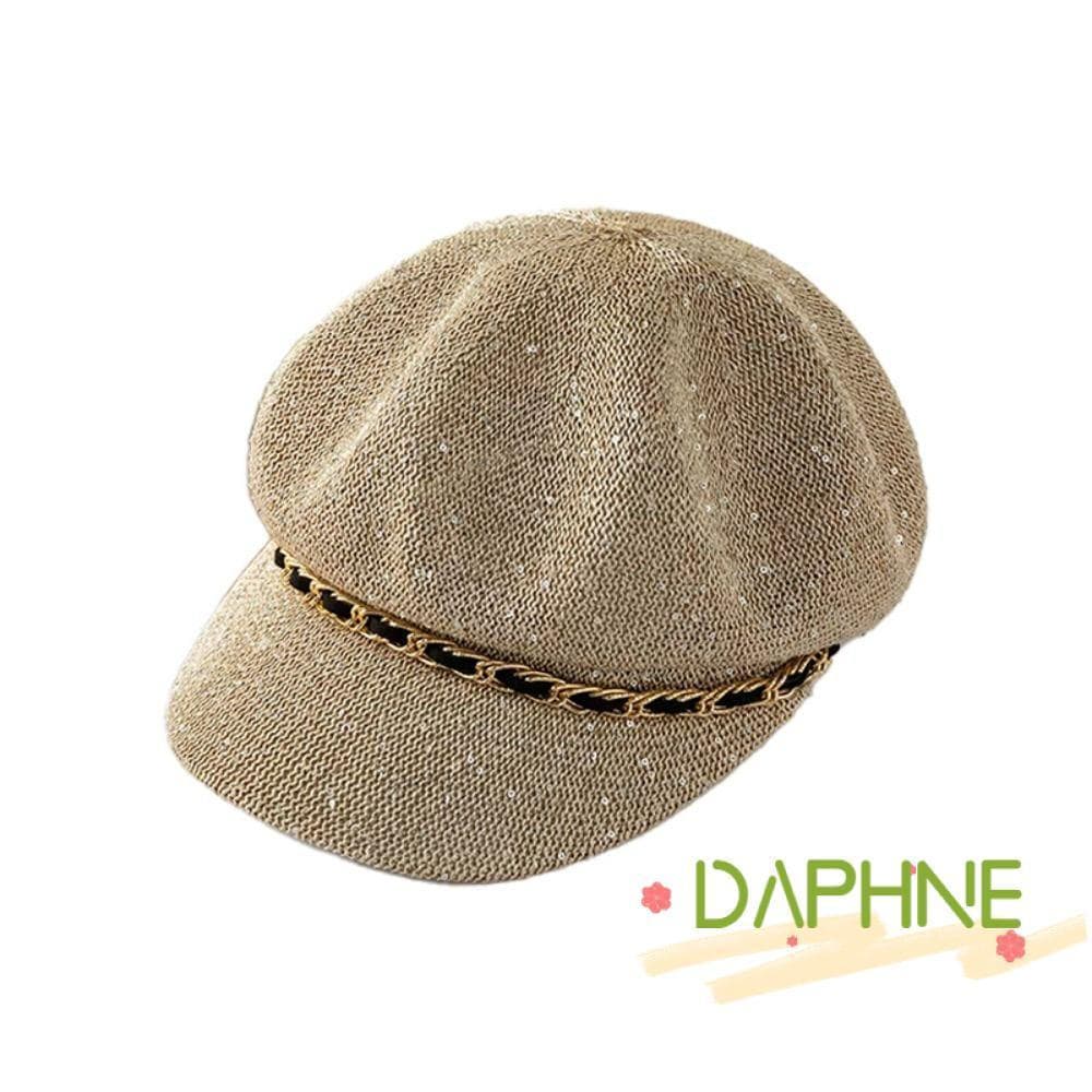 Chapéu Respirável DAPHNE , Octogonal Oco Estilo Clássico Com Proteção Solar , Boné Pontiagudo Fivela De Couro