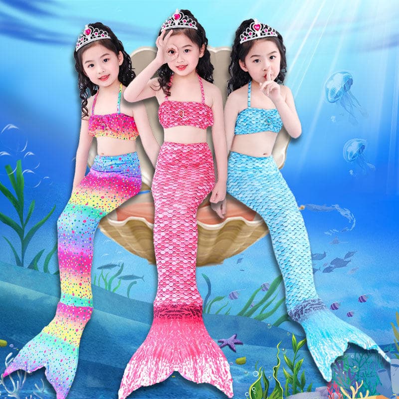 Meninas sereia traje maiô princesa saia crianças sereia cauda maiô roupas meninas verão bebê