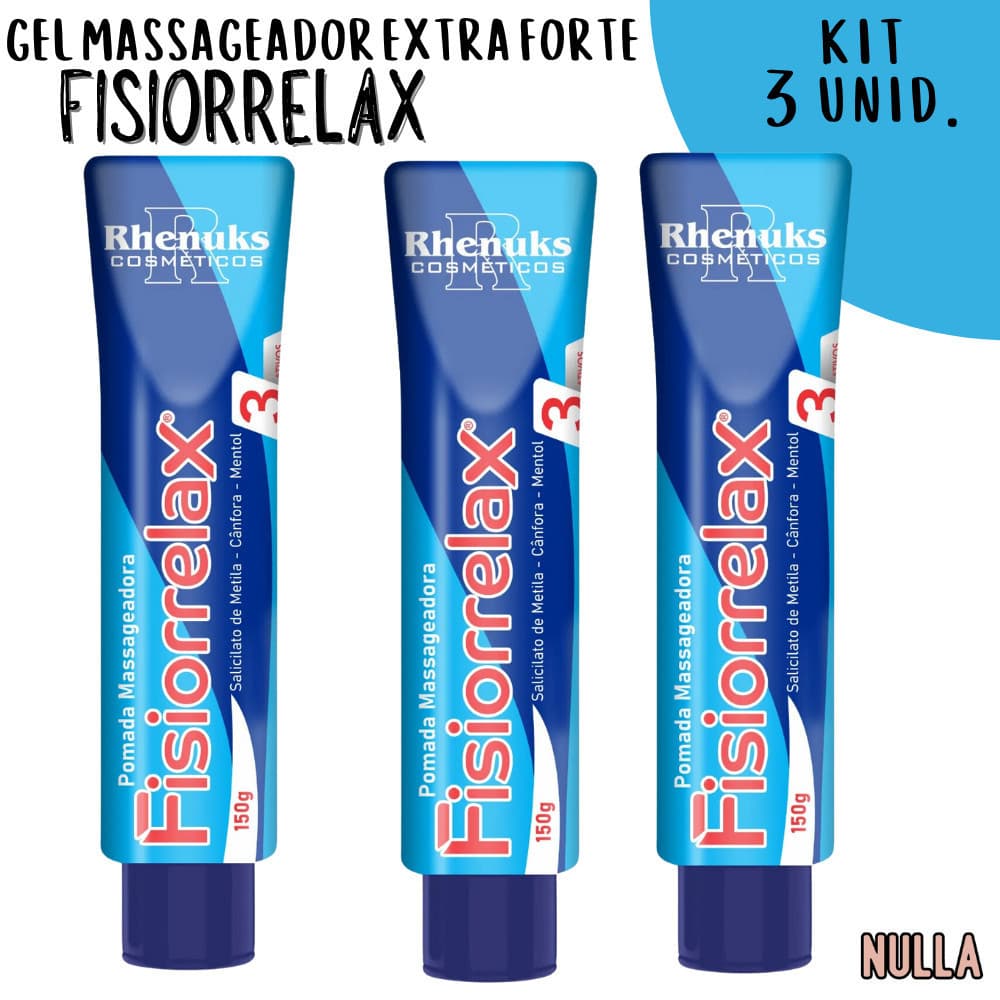 Kit 3 unid. FISIORRELAX pomada massageadora  Rhenuks 150 g cada