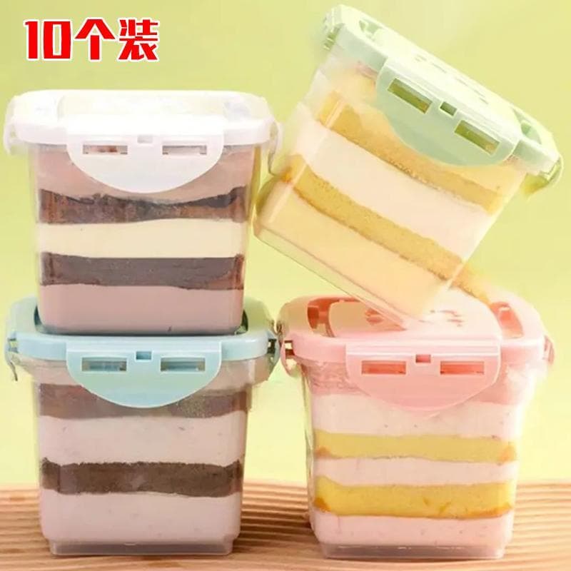 Influenciador pote de comida de plástico caixa de bolo Mousse Melaleuca Tiramisu caixa de embalagem de pesca de frutas j