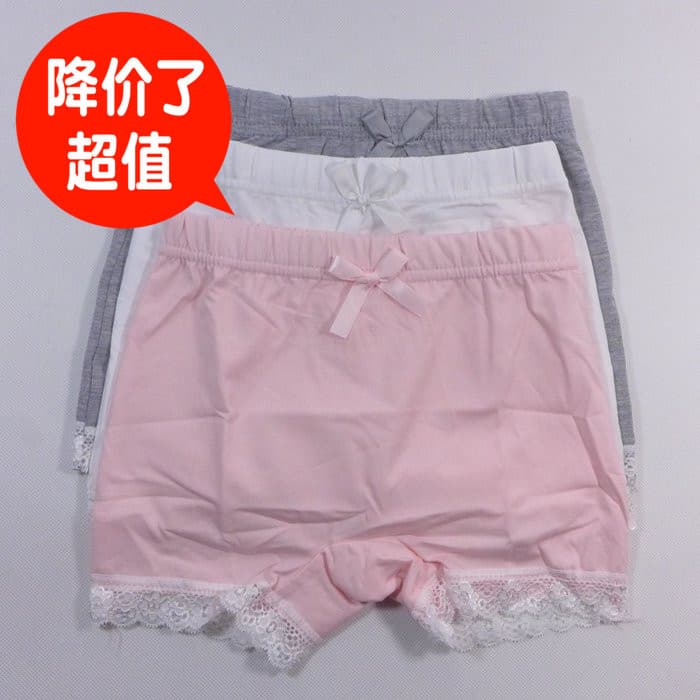 Meninas Anti-reflexo calças de segurança versão coreana rendas puro algodão Shorts crianças verão virilha