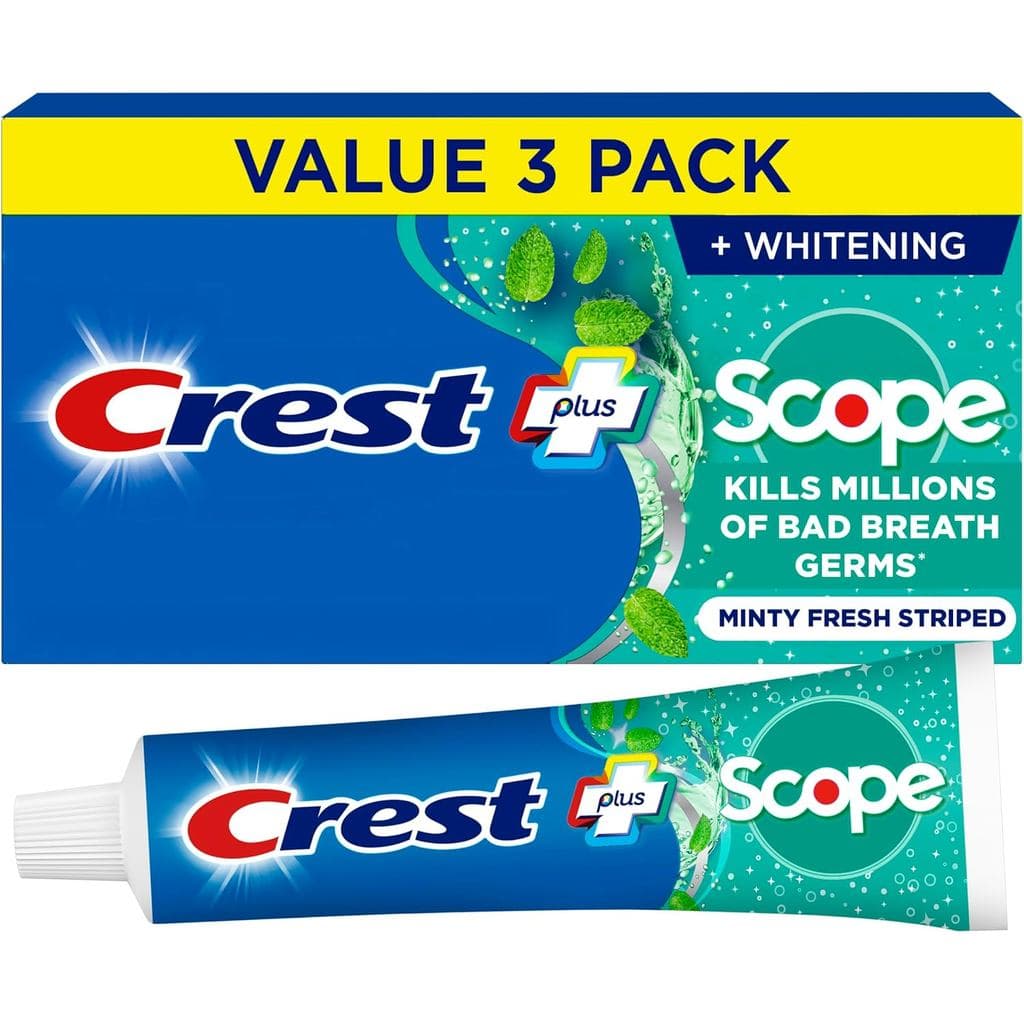 Pasta de Dente Crest Complete Whitening Scope, Sabor Menta Fresca, 5,4 Onças/459 Gramas, Pacote com 3