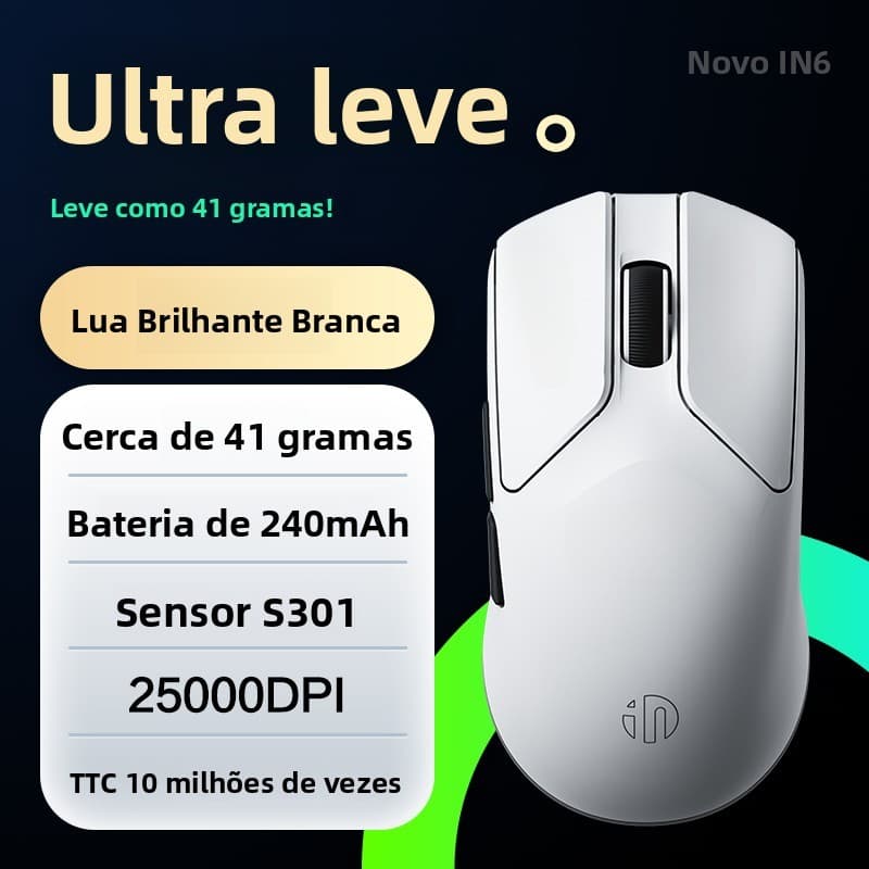 Inphic IN6 IN6PRO Mouse Sem Fio Com Modo Duplo Design Simétrico Para Mãos Pequenas A Médias Leve Jogos Presente Jogadore