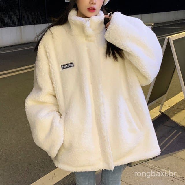 Jaqueta de lã de cordeiro feminina outono inverno 2025 novo estilo versão coreana forro de lã espessamento All-Match ven