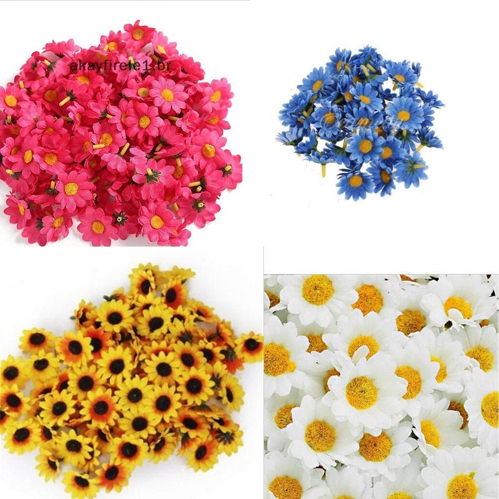 akayfirele1 100 Unidades De Cabeças De Flores De Seda De Gerbera Artificial Para Festa De Casamento DIY ,