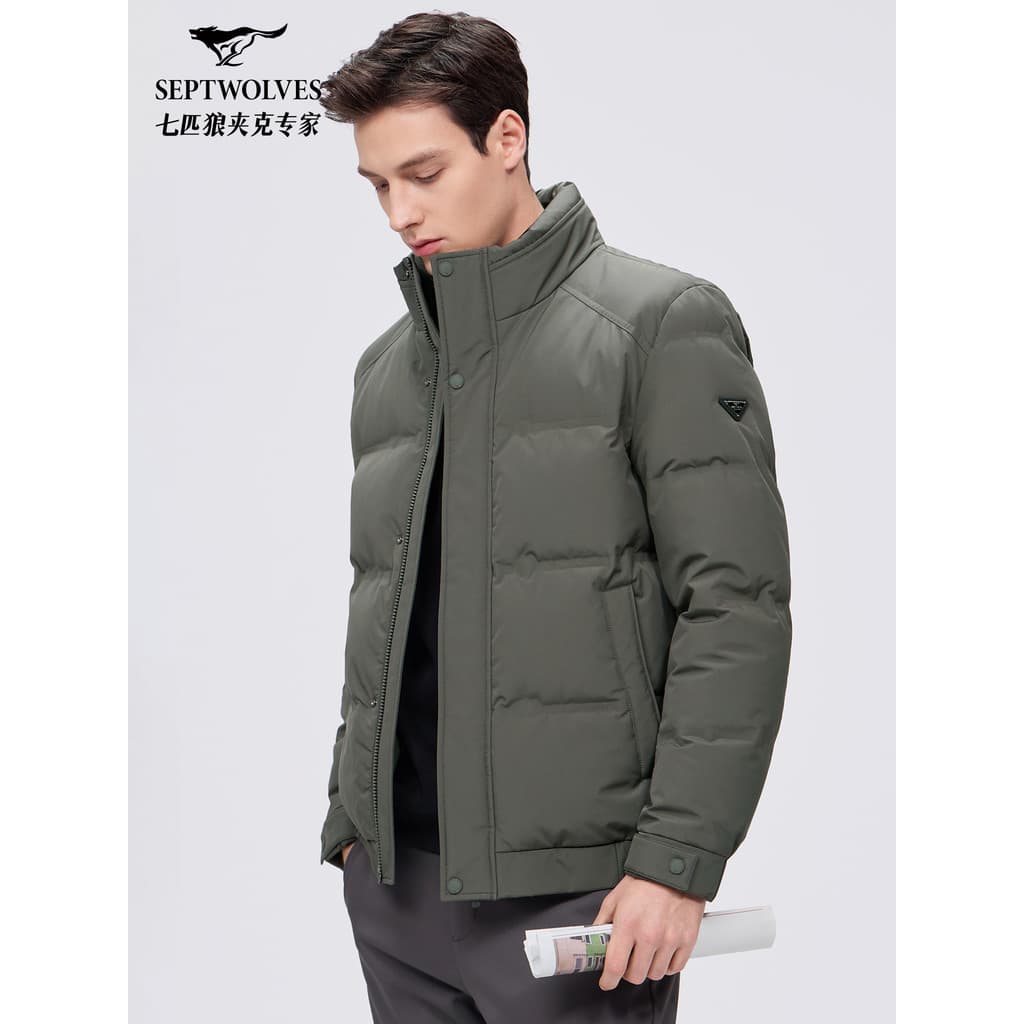 [Gema de três provas] Sete Lobos Gola Alta Jaqueta Masculina Inverno Novo Estilo Moda Pato Jaqueta Grossa