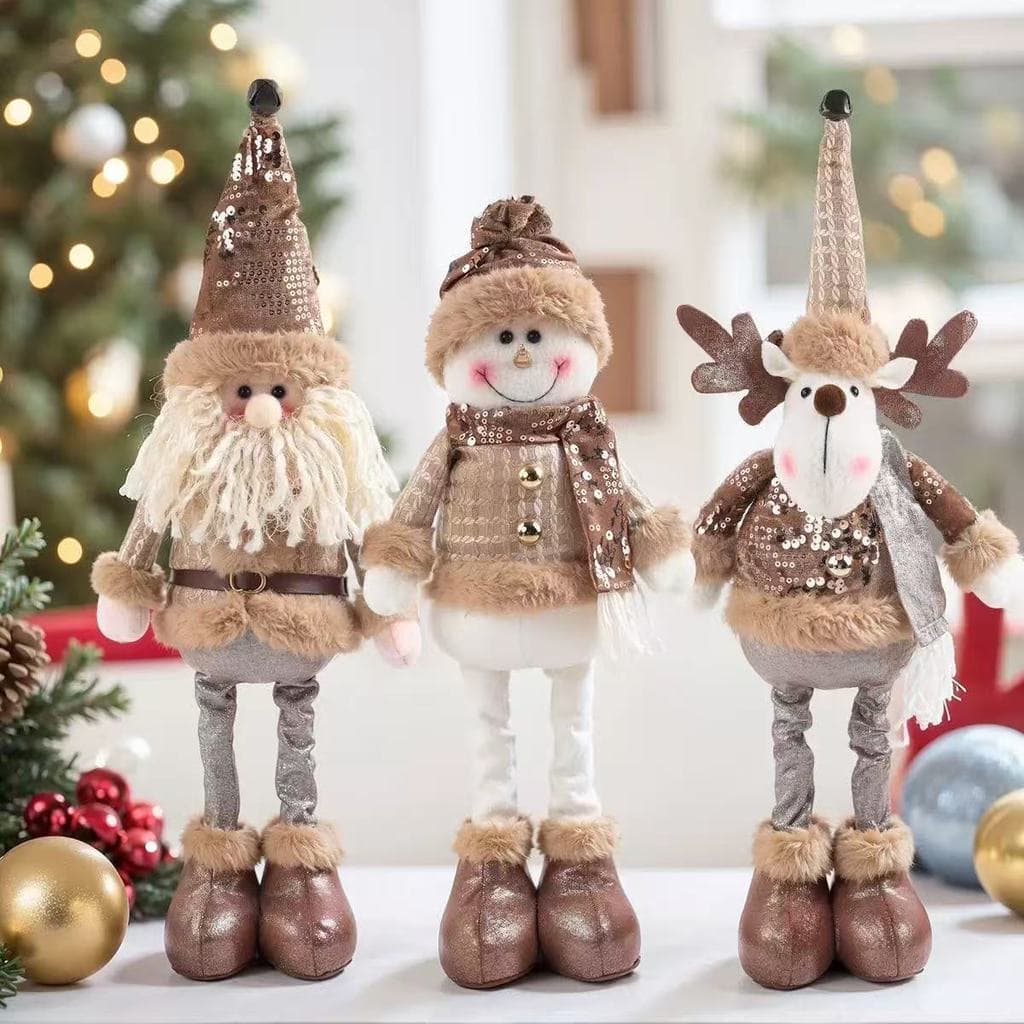 Estatuetas Decorativas De Natal-Papai Noel Em Pé , Boneco De Neve , Enfeites De Renas Para O Ano Novo