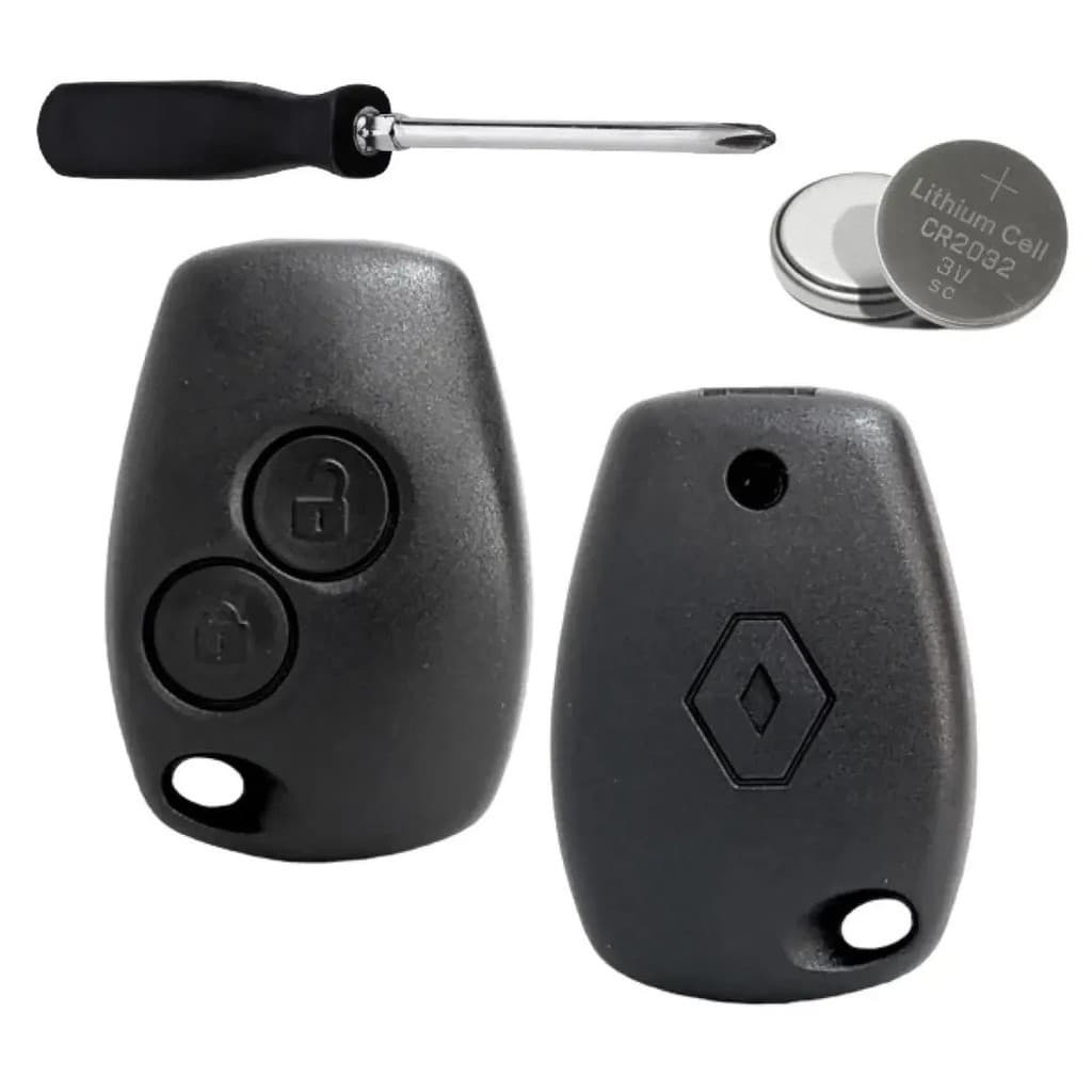 Kit Capa Chave Para Logan Sandero Duster Clio Bateria Fenda