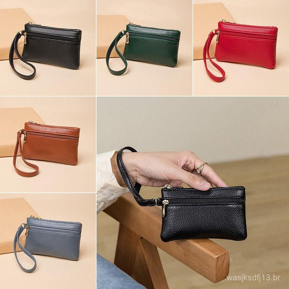 MIOSHOP Zero Carteira , Bolsa De Moedas De Cor Sólida À Prova D'água D'água , Moda Com Zíper Duplo PU Pacote