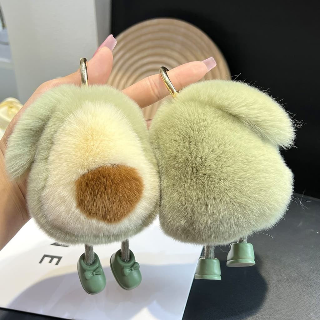 Abacate verde chave pingente de pelúcia bonito saco de jóias influenciador venda quente ins Matcha Wasteland estilo bone