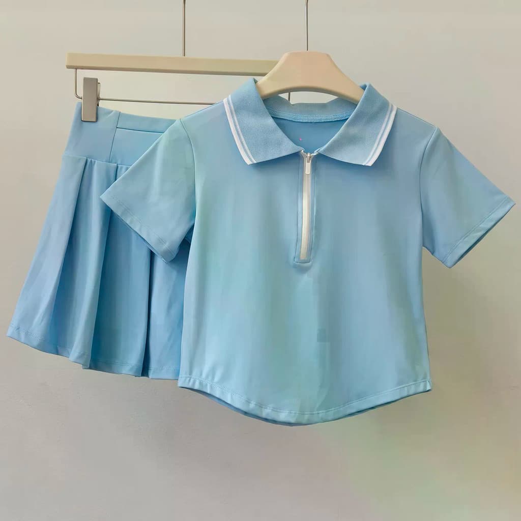 Conjunto de Tênis Feminino, Top Esportivo, Shorts, Camisa POLO de Manga Curta, Secagem Rápida, Respirável, Cinto de Fitn