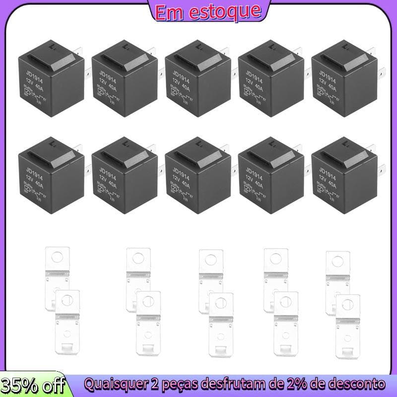 10 Peças Interruptor De Relé De 5 Pinos 12V (SPDT) (30/40 Amp) Automotivo De 12 Volts Para Ventiladores Automotivos