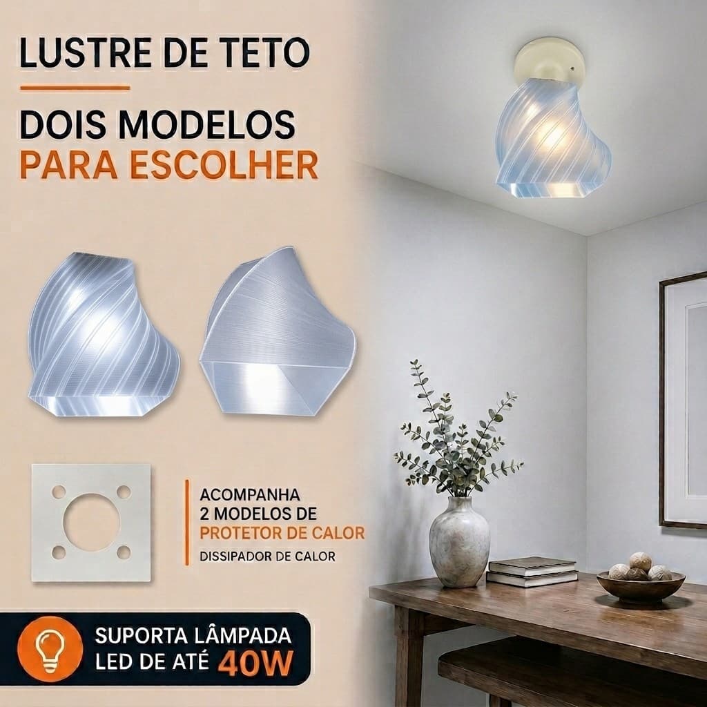 Cúpula para Lustre Luminária Moderna Geométrica Decorativa para Sala Quarto Cozinha Pendente Iluminação Casa