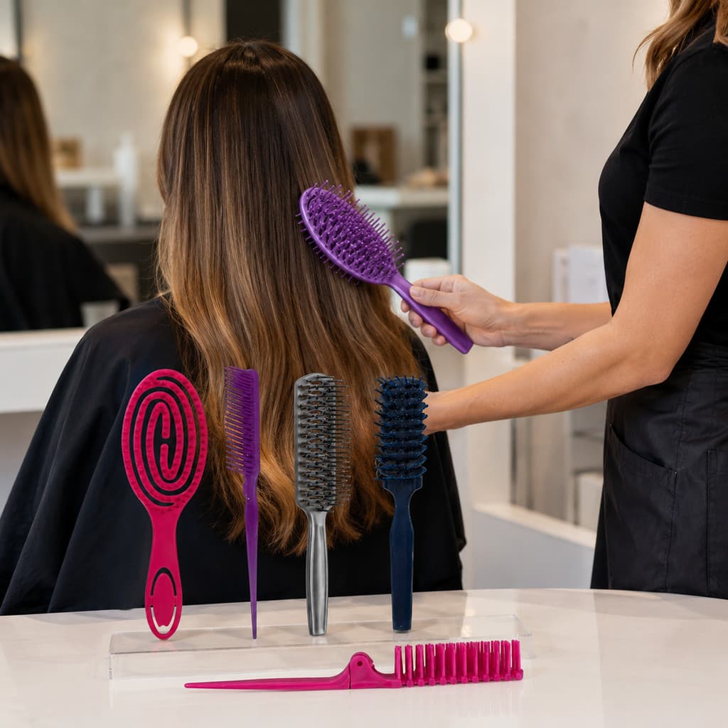 Kit 6 Escovas de Cabelo Sortidas Jacaré 3 Fileiras Dobrável Flexível e Desembaraçante Modelar e Fazer Fitagem