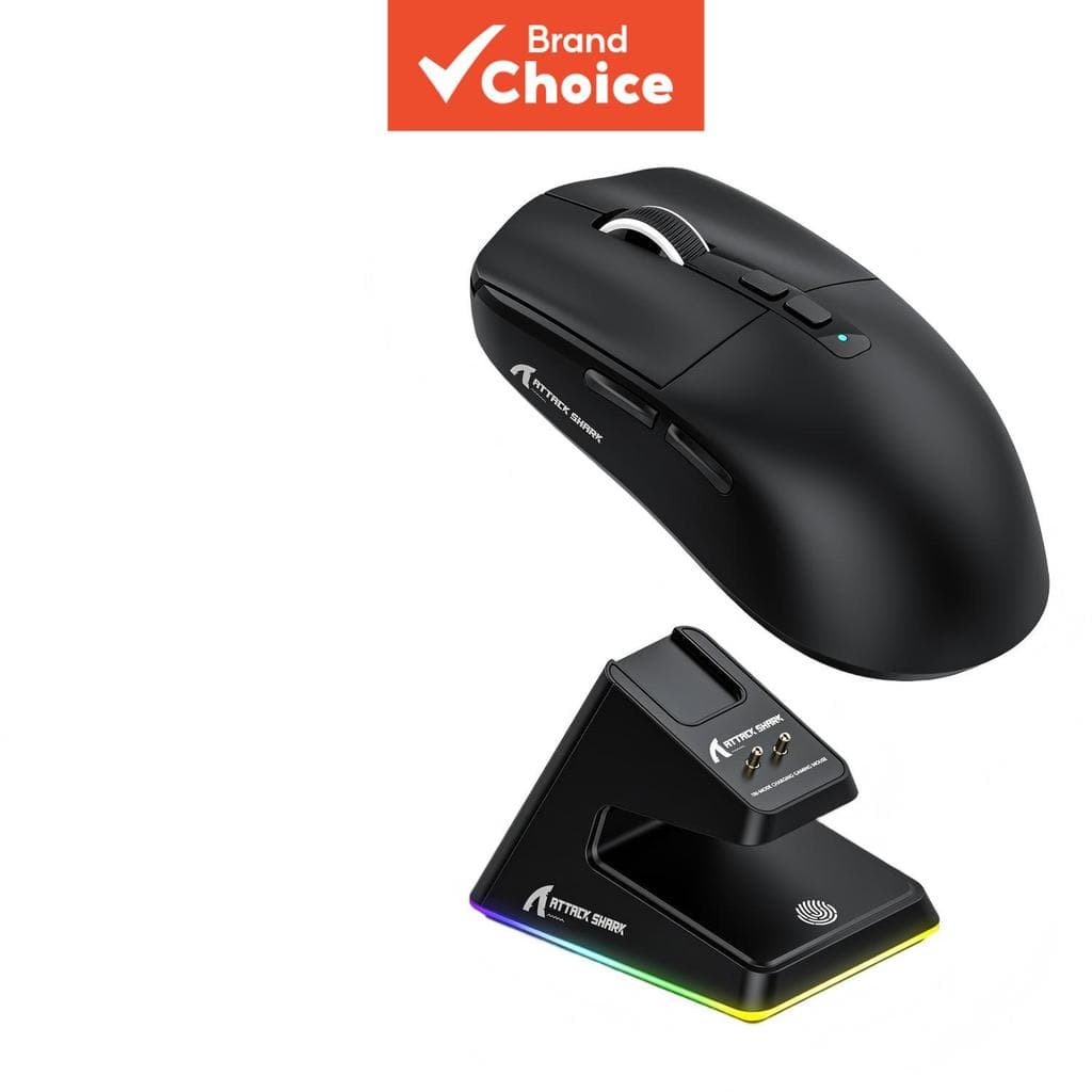 Mouse Gamer Sem Fio Attack Shark X6 56 g, Ultra-Leve, Tri-Modo BT5.2/2.4G/Com Fio, PAW3395 26K DPI, 200 h Bateria, 80 M