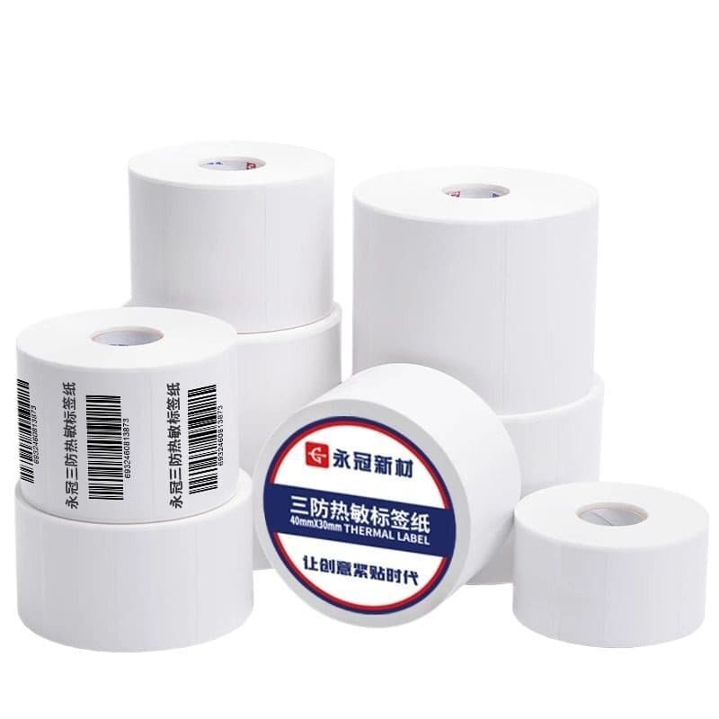 Etiqueta térmica de três provas, papel em branco, etiqueta adesiva, balança térmica, preço de supermercado, E Postbao Ex
