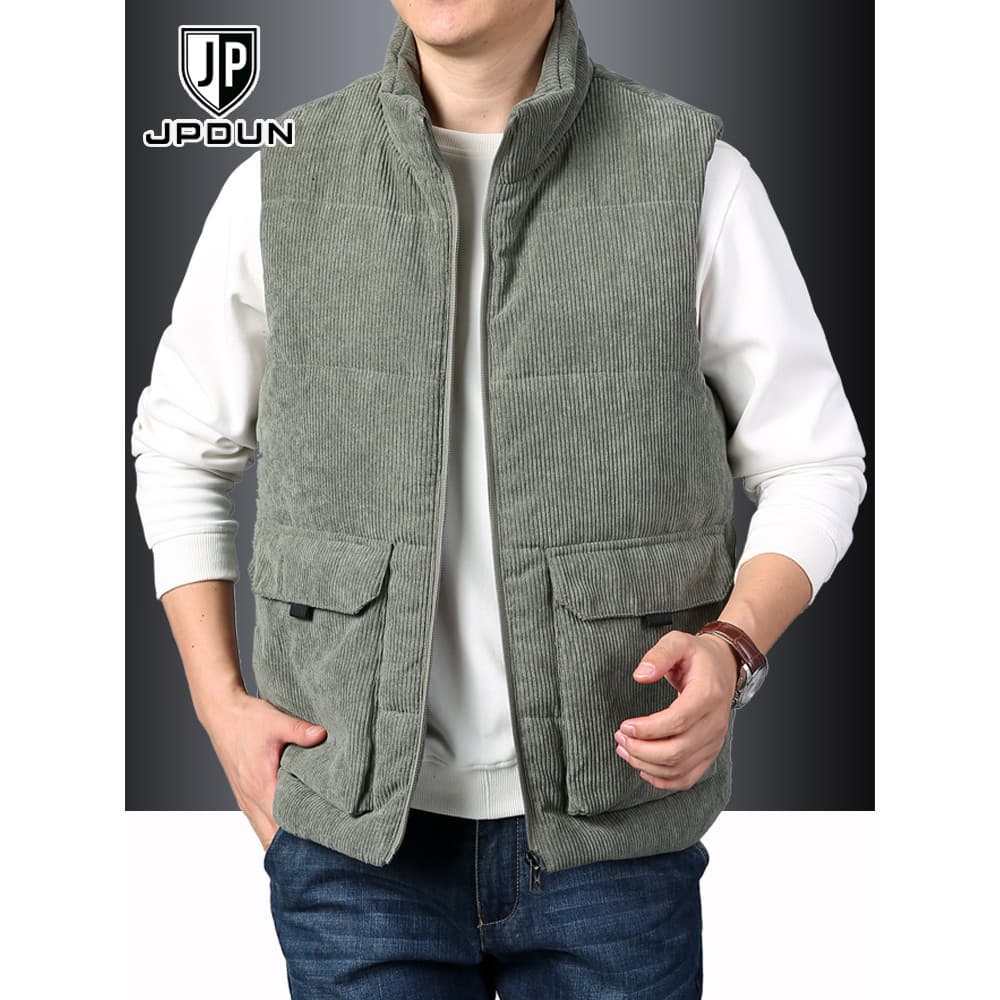 Colete de algodão de veludo masculino inverno exterior Wear colete gola colete solto tamanho grande à prova de vento que