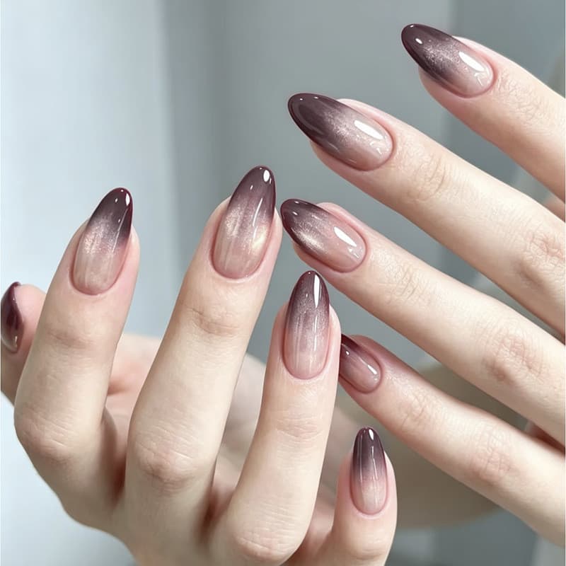 Prensa Gradiente Roxa De Uva Olho De Gato Em Unhas , Falsas Reutilizáveis Estilo Ins Europeu Simples , 30 Peças